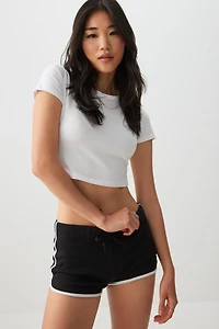 Ardene French Terry Mini Dolphin Shorts in Black | Size Large | Polyester/Rayon | Eco-Conscious
