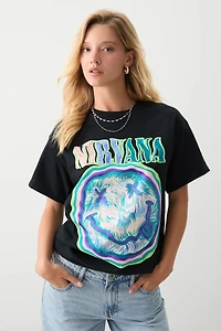 Ardene Oversized Nirvana T-Shirt in Black | Size | 100% Cotton