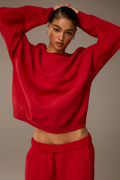 Ardene MADESOFT Fleece Crew Neck Sweatshirt in Chili Pepper | Size | Polyester/Cotton | Eco-Conscious