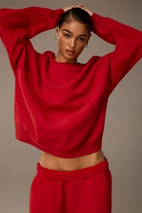 Ardene MADESOFT Fleece Crew Neck Sweatshirt in Chili Pepper | Size | Polyester/Cotton | Eco-Conscious