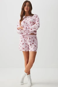 Ardene HUSHSOFT Boxer Short PJ Set in Light Pink | Size | Polyester/Spandex | Eco-Conscious