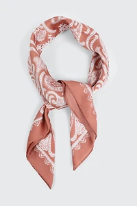 Ardene Paisley Square Satin Scarf in Medium Pink | Polyester