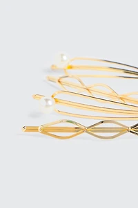 Lot de 4 épingles à cheveux ajourées à perle