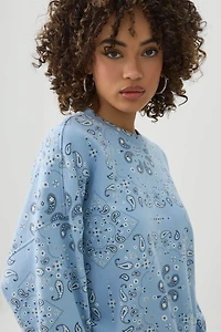 Chandail à col rond en jersey bouclette imprimé