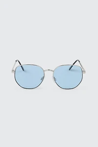 Ardene Metal Round Sunglasses in Medium Blue