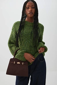 Ardene Faux Suede Structured Handbag in Brown | 100% Recycled Polyester/Faux Suede | Eco-Conscious