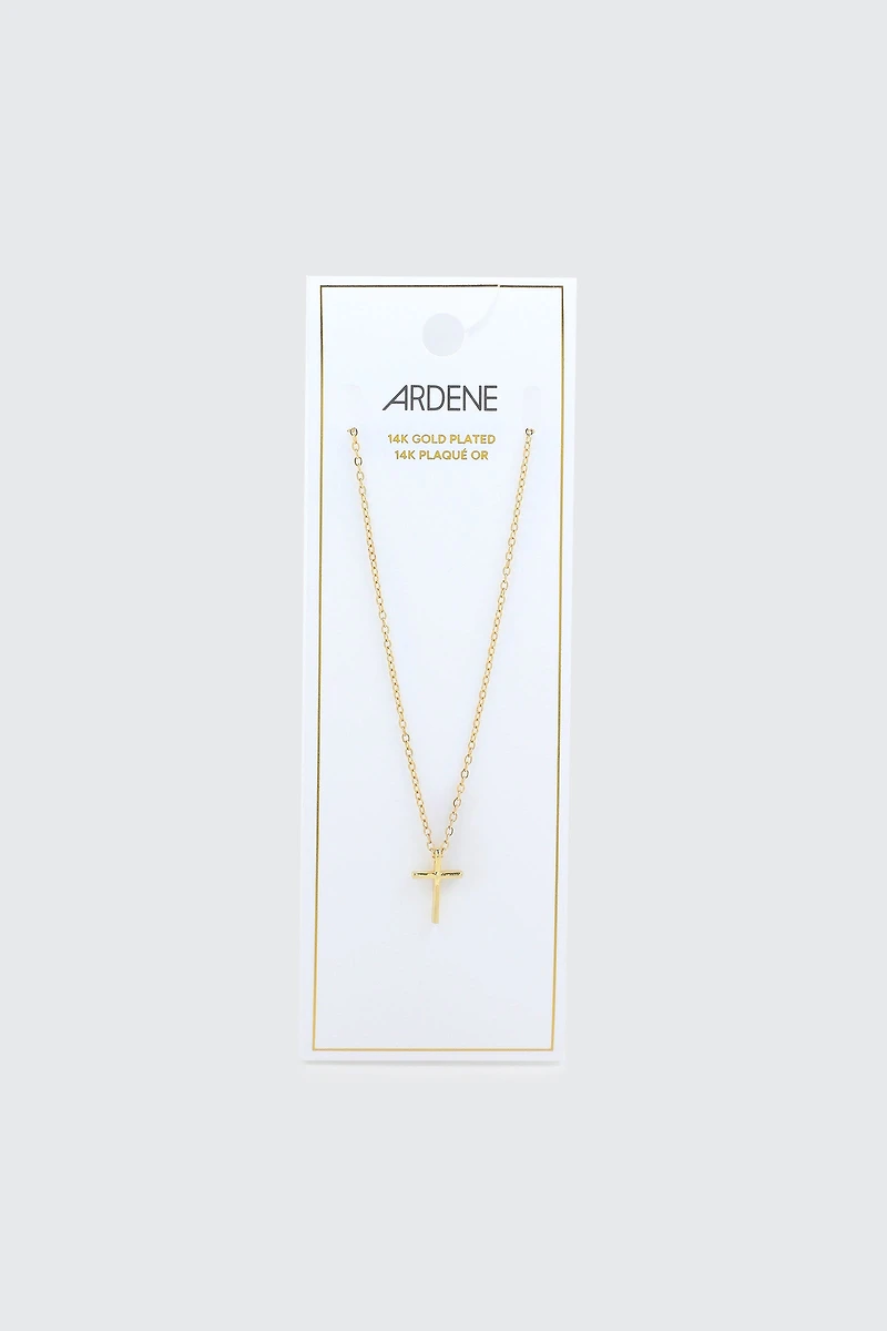 Collier croix plaqué or 14K