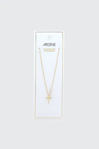 Collier croix plaqué or 14K