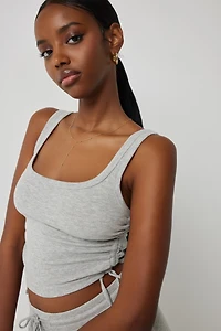 Ardene Side Rushing Crop Tank in Grey | Size | Polyester/Cotton/Elastane