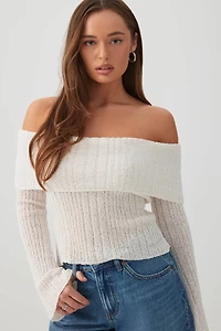 Haut à manches longues et épaules dénudées