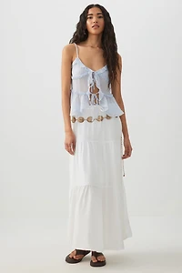 Ardene Tiered Maxi Skirt in White | Size | 100% Viscose