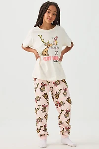 Ardene Kids Cindy Lou Plush PJ Joggers in Light Pink | Size | Polyester