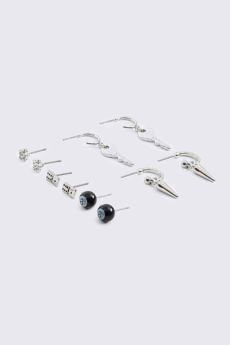 Ardene 5-Pack Hoop and Stud Earrings in Silver | Stainless Steel