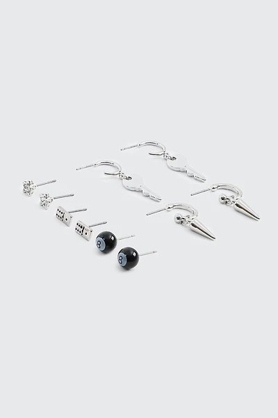 Ardene 5-Pack Hoop and Stud Earrings in Silver | Stainless Steel
