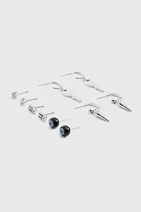 Ardene 5-Pack Hoop and Stud Earrings in Silver | Stainless Steel