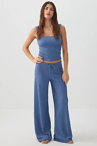 Pantalon fluide en tissu texturé