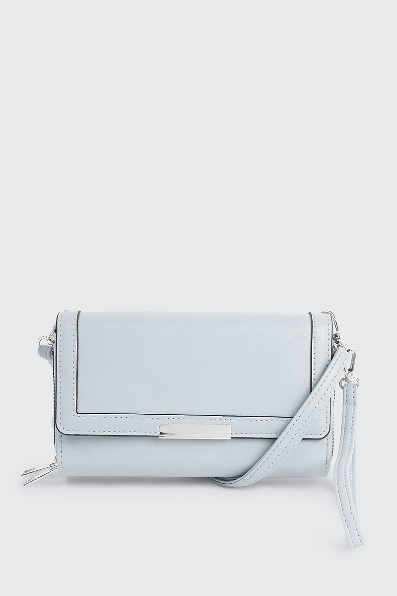 Ardene Crossbody Wallet in Light Blue | Faux Leather/Polyester