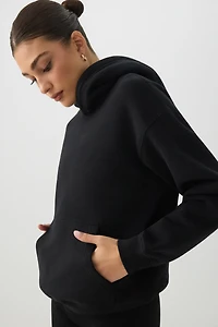 Ardene MADESOFT Fleece Hoodie in Black Licorice | Size | Polyester/Cotton | Eco-Conscious