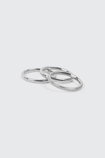 Ardene 3-Pack Stainless Steel Rings in Silver | Size Small