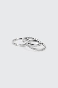 Ardene 3-Pack Stainless Steel Rings in Silver | Size Small