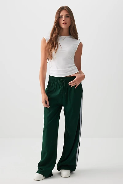 Ardene Nylon Track Pants in Dark Green | Size