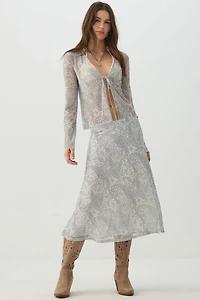 Ardene Mesh Midi Skirt in White | Size | Polyester/Elastane