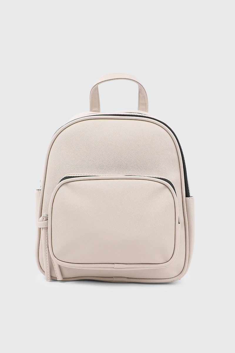Ardene Faux Leather Backpack in Beige | 100% Recycled Polyester/Faux Leather | Eco-Conscious