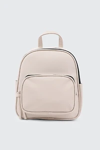 Ardene Faux Leather Backpack in Beige | 100% Recycled Polyester/Faux Leather | Eco-Conscious