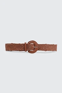 Ardene Braided Belt in Cognac | Size | Faux Leather/Polyester