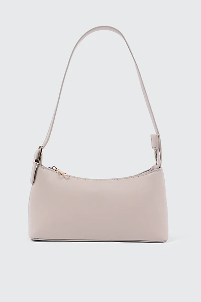 Ardene Baguette Bag with Adjustable Strap in Beige | Faux Leather/Polyester/Faux Suede