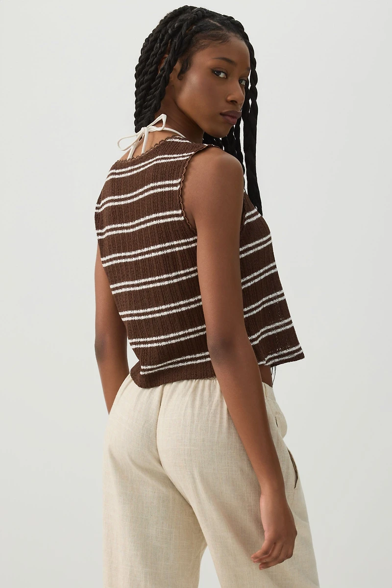 Camisole en tricot nouée à l'avant rayures