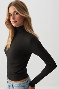 Ardene Super Soft Rib Turtleneck Top in | Size | Polyester/Elastane