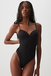 Ardene Molded Cup Seamless Rib Bodysuit in | Size | Nylon/Elastane