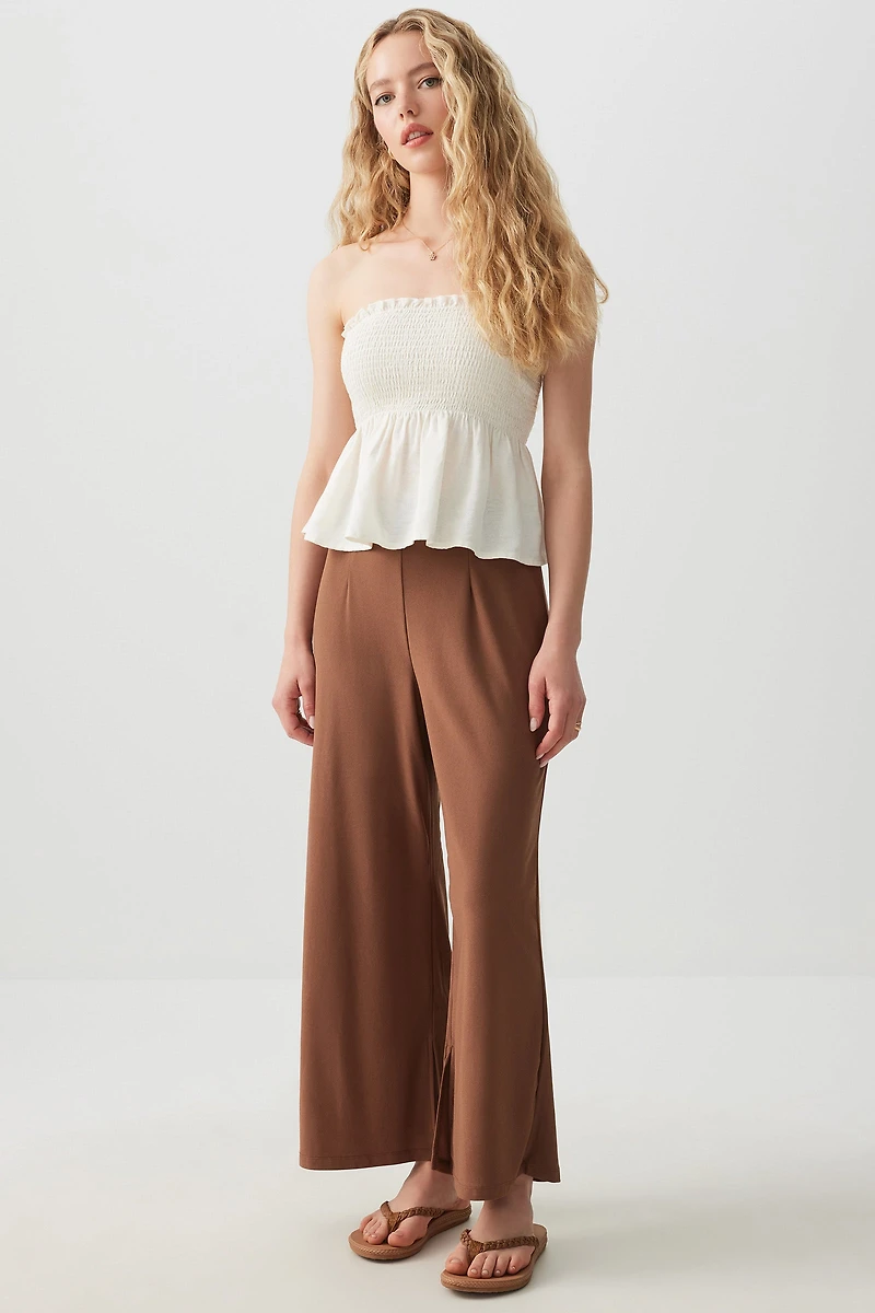 Ardene Culottes with Side Slits in Brown | Size | Polyester/Elastane