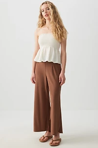 Ardene Culottes with Side Slits in Brown | Size | Polyester/Elastane