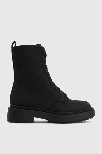 Ardene Faux Suede Lace Up Boots in | Size | Faux Leather/Faux Suede