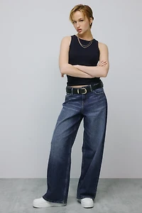 Ardene The Off-Duty Low Rise Wide Leg Jean in | Size | 100% Cotton