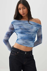 Haut froncé asymétrique en maille