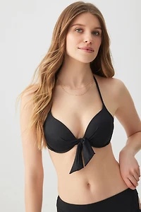 Ardene Front Knot Bikini Top in Black | Size | Polyester/Nylon/Elastane | Microfiber