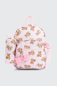Ardene Kids 4-Piece Teddy Bear Print Backpack Set in Light Pink