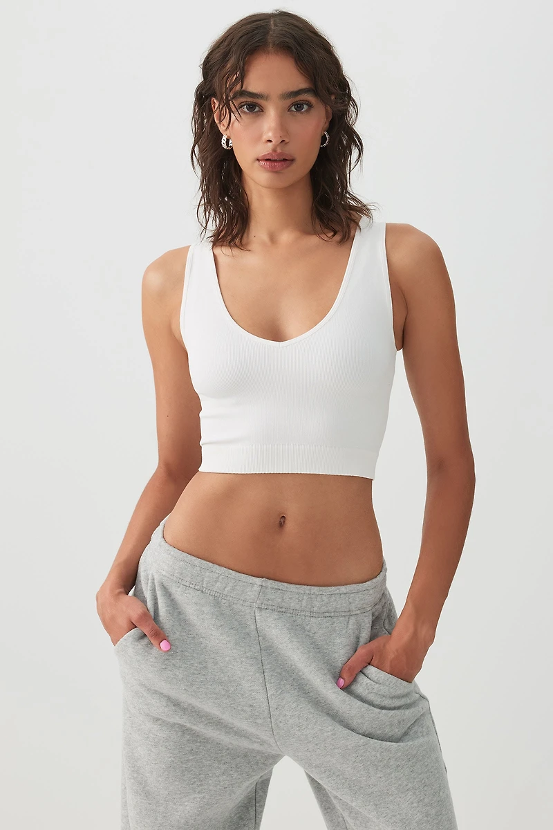 Camisole courte à col V sans coutures