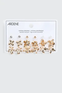 9 paires de boucles d'oreilles à fleurs