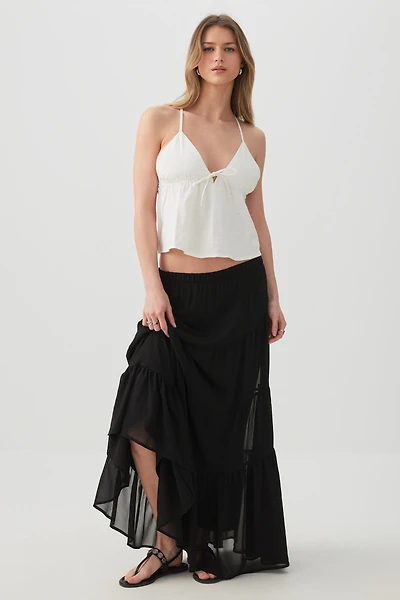 Ardene Linen Blend Babydoll Tank Top in White | Size | Viscose