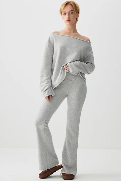 Ardene French Terry Flare Pants in Grey | Size | 100% Cotton