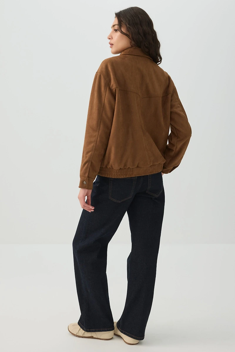 Veste ample en faux suède