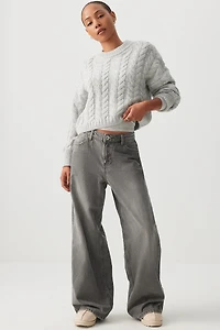 Ardene The Sunday Low Rise Wide Leg Slouchy Jean in | Size | 100% Cotton