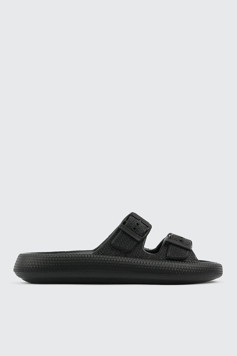 Ardene Man Two-Strap Slides For Men in Black | Size | Eco-Conscious