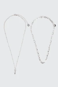 Collier deux rangs à pendentif pique