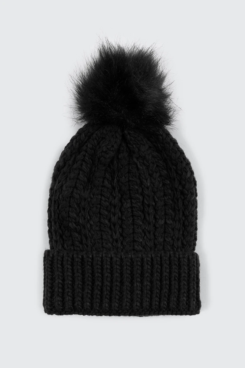 Ardene Beanie with Pompom in Black | 100% Acrylic