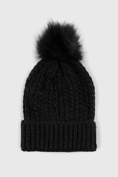 Ardene Beanie with Pompom in Black | 100% Acrylic